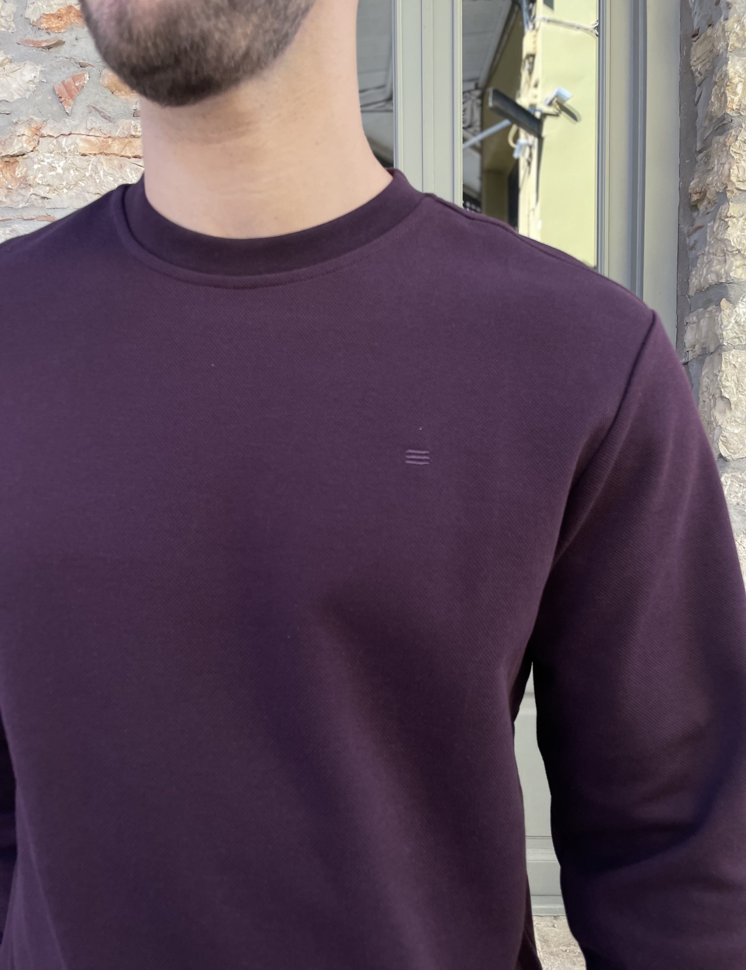 Ανδρική μπορντό πικέ μακρυμάνικη μπλούζα 4403R φωτογραφία